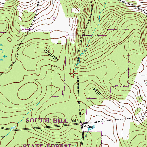 Topographic Map of South Hill, NY