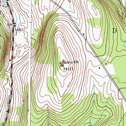 Topographic Map of South Hill, NY