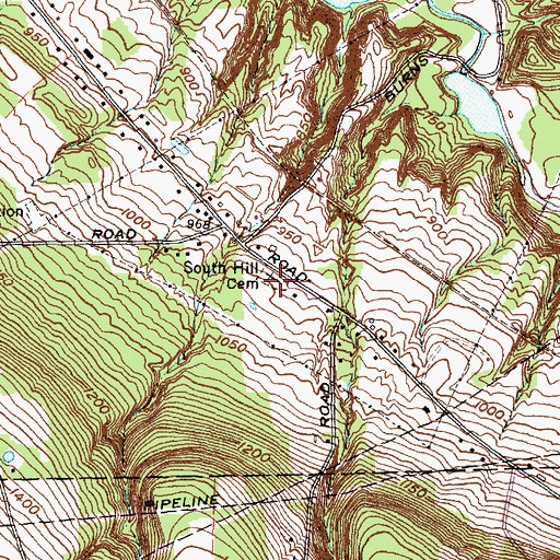 Topographic Map of South Hill Cemetery, NY