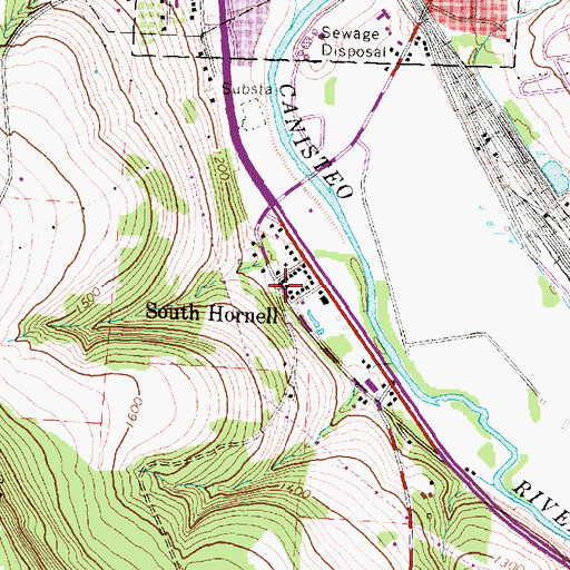 Topographic Map of South Hornell, NY