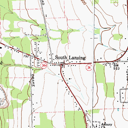 Topographic Map of South Lansing, NY