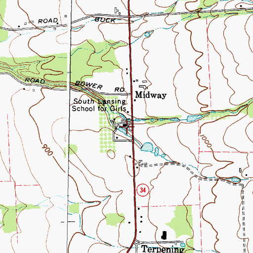 Topographic Map of South Lansing School for Girls, NY