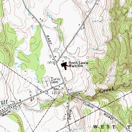 Topographic Map of South Lewis High School, NY