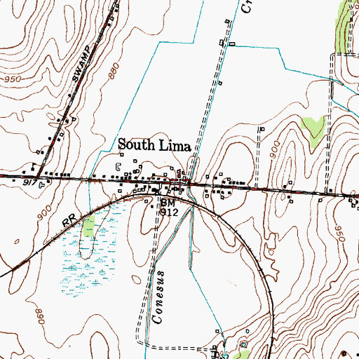 Topographic Map of South Lima, NY