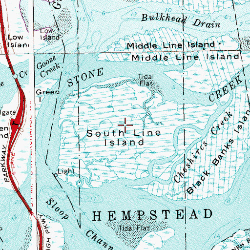 Topographic Map of South Line Island, NY