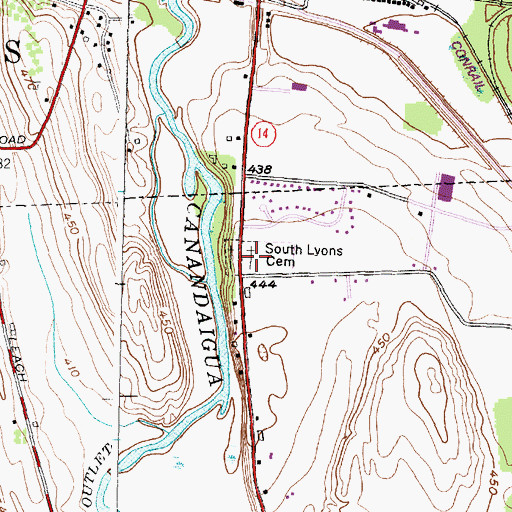 Topographic Map of South Lyons Cemetery, NY