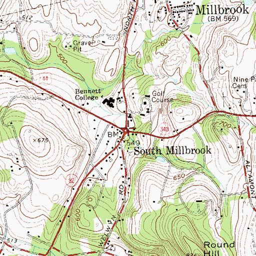 Topographic Map of South Millbrook, NY