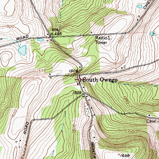 Topographic Map of South Owego, NY