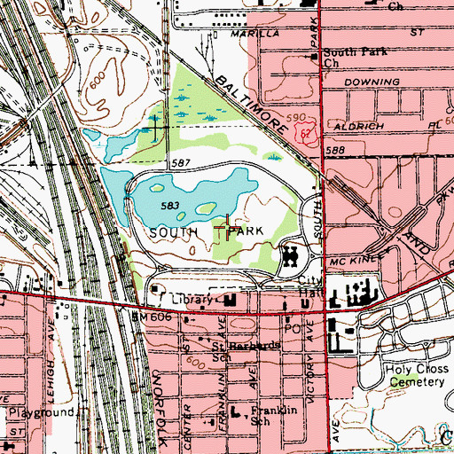 Topographic Map of South Park, NY