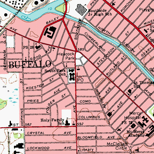 Topographic Map of South Park School, NY