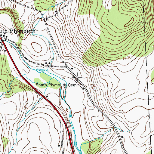 Topographic Map of South Plymouth Cemetery, NY