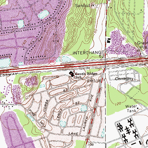 Topographic Map of South Ridge School, NY