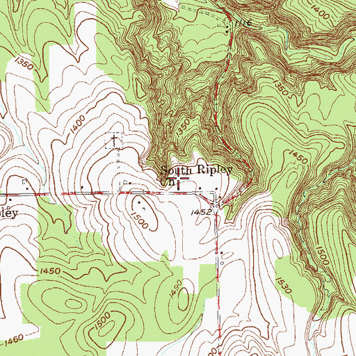 Topographic Map of South Ripley Church, NY
