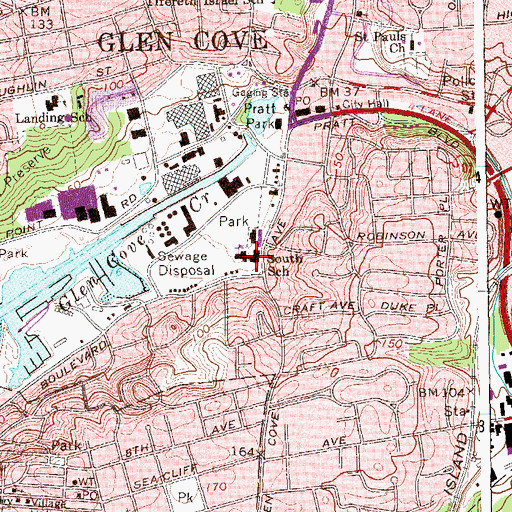 Topographic Map of South School, NY