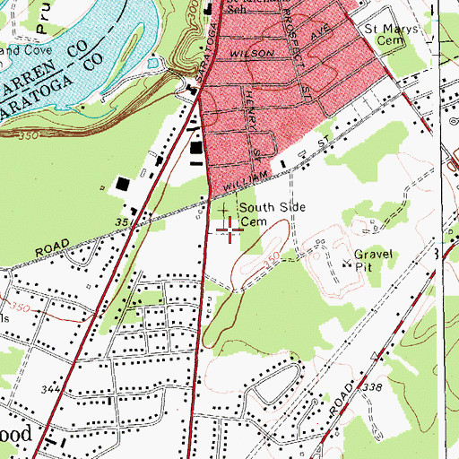 Topographic Map of South Side Cemetery, NY