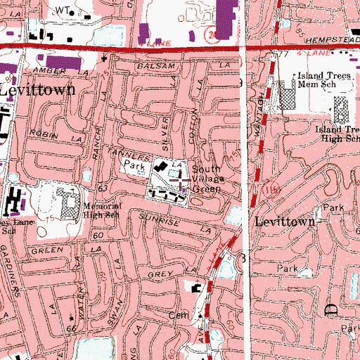 Topographic Map of South Village Green, NY