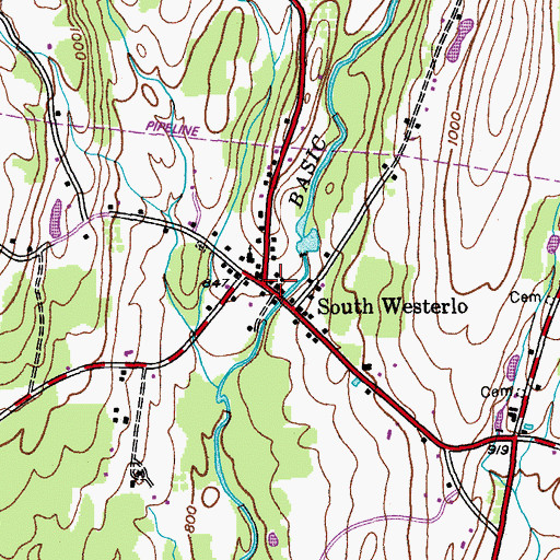 Topographic Map of South Westerlo, NY