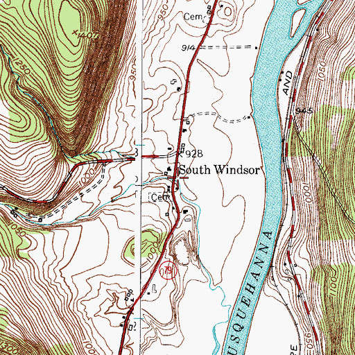Topographic Map of South Windsor, NY