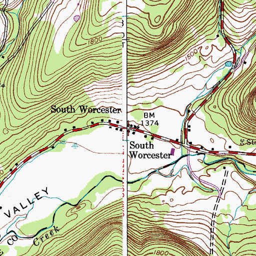 Topographic Map of South Worcester, NY