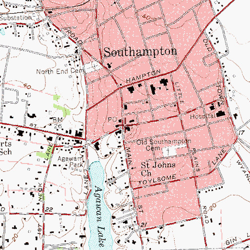 Topographic Map of Southampton, NY