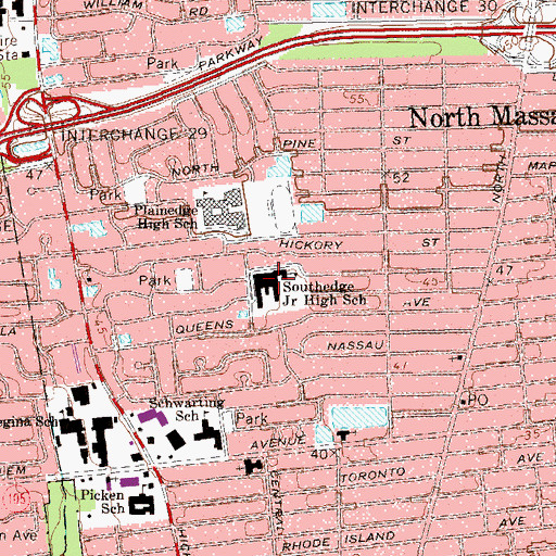 Topographic Map of Southedge Junior High School, NY