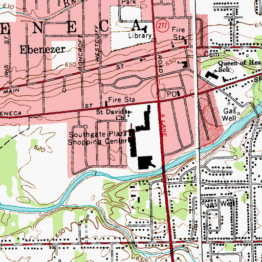 Topographic Map of Southgate Plaza Shopping Center, NY