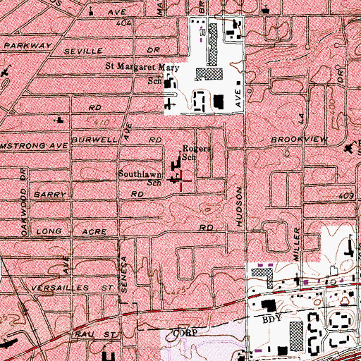 Topographic Map of Southlawn School, NY