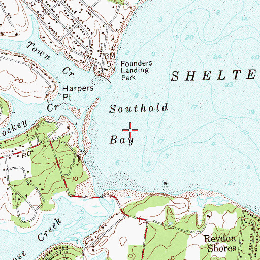 Topographic Map of Southold Bay, NY