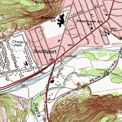 Topographic Map of Southport, NY