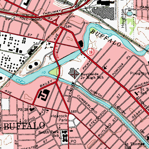 Topographic Map of Southside Elementary School, NY