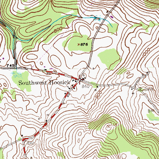 Topographic Map of Southwest Hoosick, NY