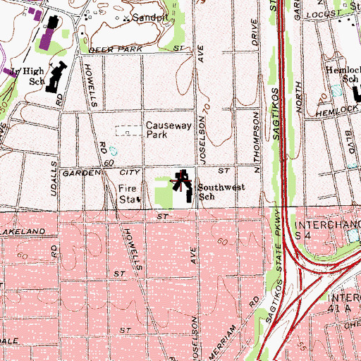 Topographic Map of Southwest Elementary School, NY