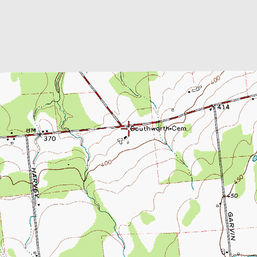 Topographic Map of Southworth Cemetery, NY