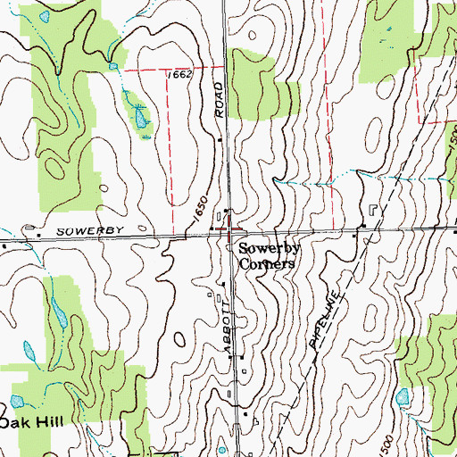 Topographic Map of Sowerby Corners, NY