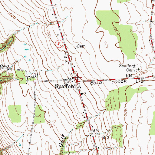 Topographic Map of Spafford, NY