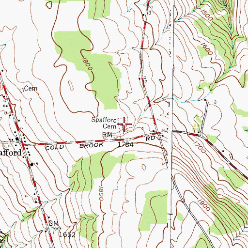 Topographic Map of Spafford Cemetery, NY