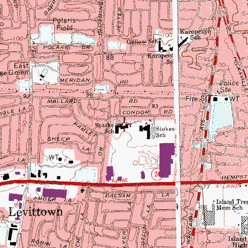 Topographic Map of J Fred Sparke School, NY