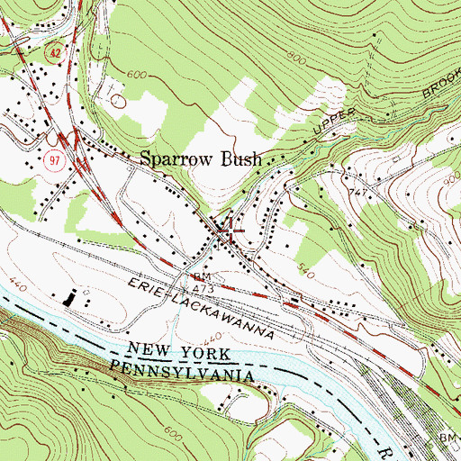 Topographic Map of Sparrow Bush, NY