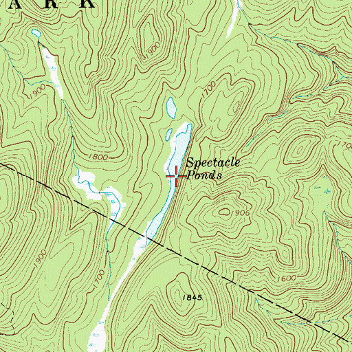 Topographic Map of Spectacle Ponds, NY