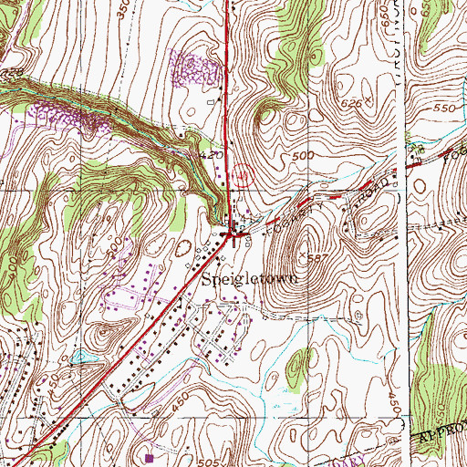 Topographic Map of Speigletown, NY
