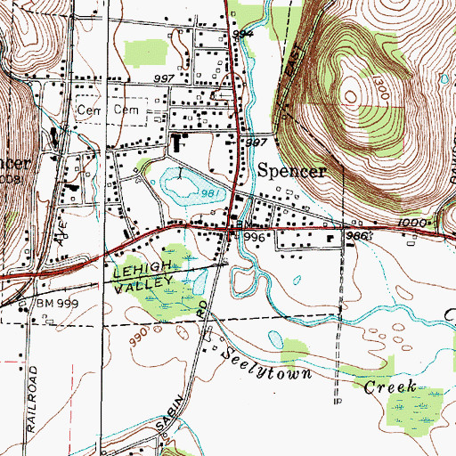 Topographic Map of Spencer, NY