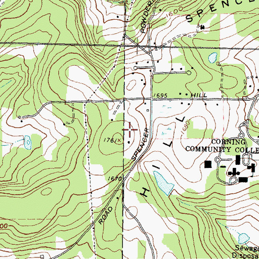 Topographic Map of Spencer Hill, NY