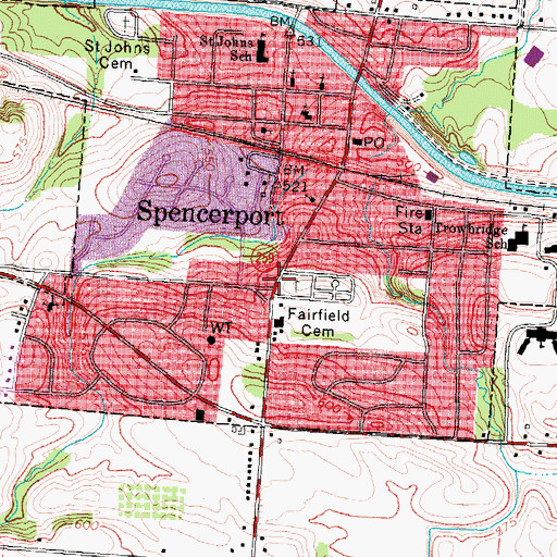 Topographic Map of Spencerport, NY