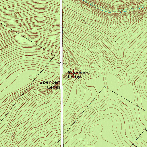 Topographic Map of Spencers Ledge, NY