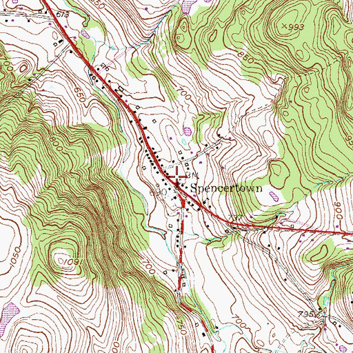 Topographic Map of Spencertown, NY