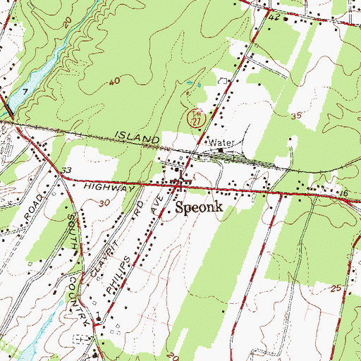 Topographic Map of Speonk, NY