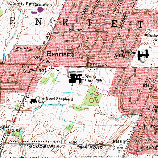 Topographic Map of Sperry High School, NY