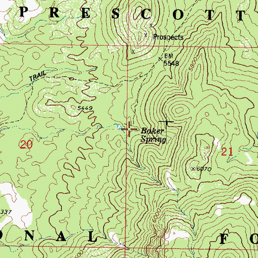 Topographic Map of Baker Spring, AZ