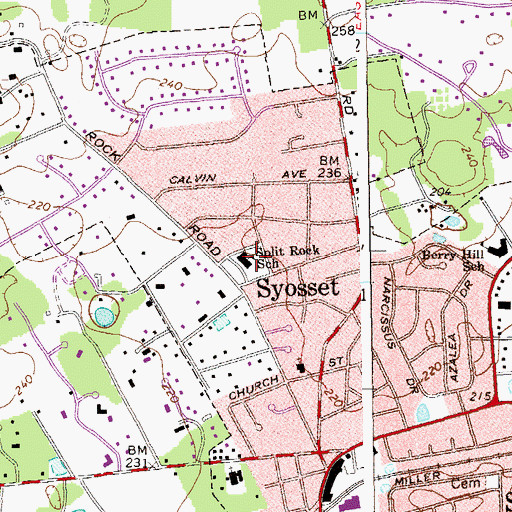 Topographic Map of Split Rock School, NY