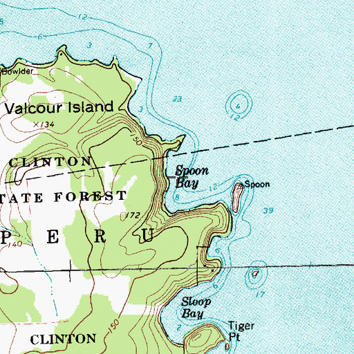 Topographic Map of Spoon Bay, NY